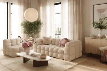 Elise boblet 3-personers sofa - Beige - Møbler - Sofaer - 3 personers sofa