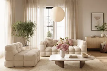 Elise boblet 3-personers sofa - Beige - Møbler - Sofaer - 3 personers sofa