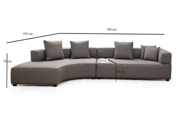 Lasalle Chaiselongsofa 3-personers - Grå - Møbler - Sofaer - 3 personers sofa