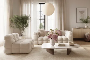 Elise boblet 3-personers sofa - Beige - Møbler - Sofaer - 3 personers sofa