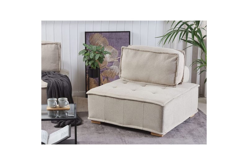 1-sitssoffa Beliani Tibro Beige, ljust trä Beige||Light colored wood - Møbler - Sofaer - Modulsofaer - Midtermodul
