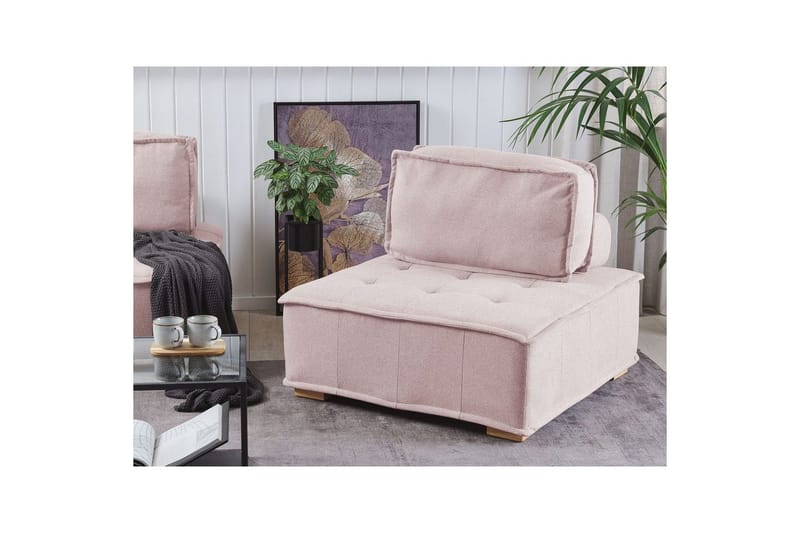 1-sitssoffa Beliani Tibro Beige, ljust trä Blush Pink||Light colored wood - Møbler - Sofaer - Modulsofaer - Midtermodul