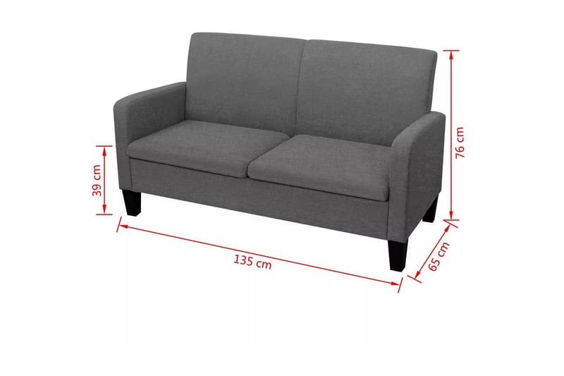 2-Personers Sofa 135 X 65 X 76 Cm Mørkegrå - Grå - Møbler - Sofaer - 2 personers sofa
