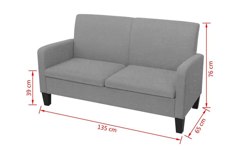 2-Personers Sofa 135 X 65 X 76 Cm Lysegrå - Grå - Møbler - Sofaer - 2 personers sofa