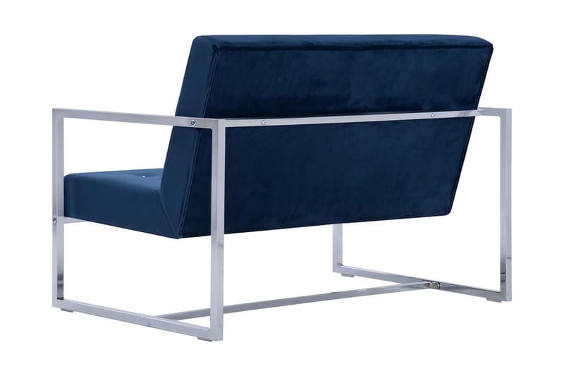 2-Personers Sofa Med Armlæn Krom Og Fløjl Blå - Blå - Møbler - Sofaer - 2 personers sofa