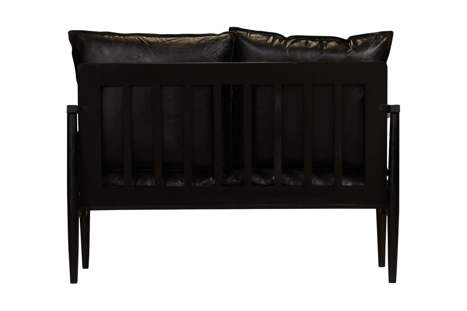 2-Personers Sofa Ægte Læder Akacietræ Sort - Sort - Møbler - Sofaer - 2 personers sofa