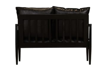 2-Personers Sofa Ægte Læder Akacietræ Sort - Sort - Møbler - Sofaer - 2 personers sofa