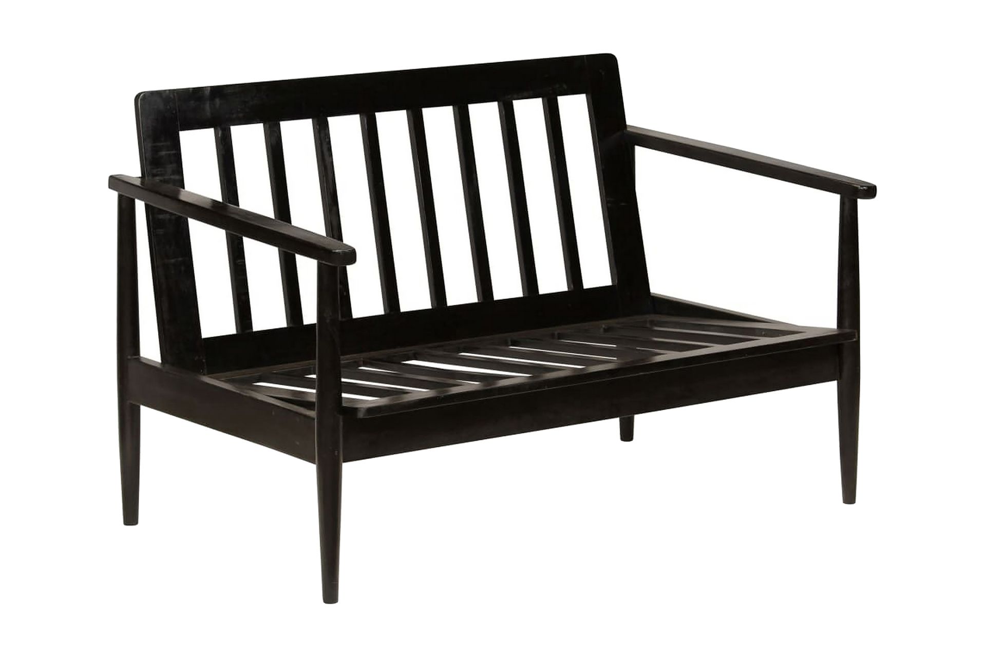 2-Personers Sofa Ægte Læder Akacietræ Sort - Sort - Møbler - Sofaer - 2 personers sofa