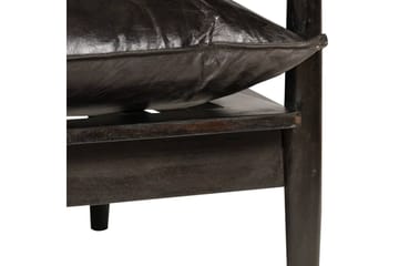 2-Personers Sofa Ægte Læder Akacietræ Sort - Sort - Møbler - Sofaer - 2 personers sofa