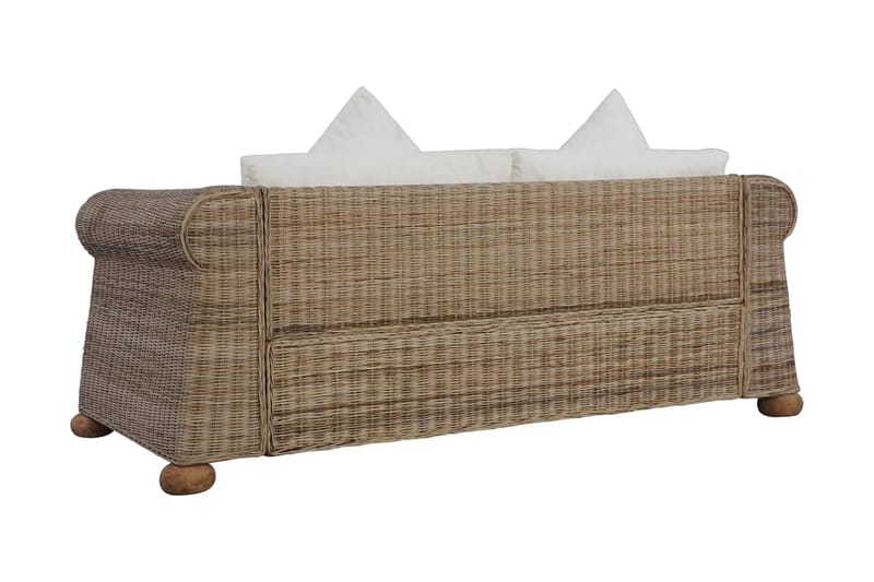 2-Personers Sofa Med Hynder Naturlig Rattan - Brun - 2 personers sofa