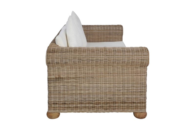 2-Personers Sofa Med Hynder Naturlig Rattan - Brun - Havemøbler - Loungemøbler - Loungesofaer