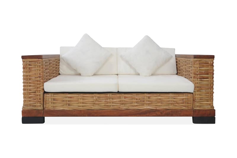 2-Personers Sofa Med Hynder Naturlig Rattan Brun - Brun - 2 personers sofa