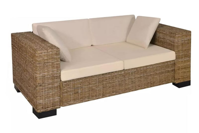 2-Personers Og 3-Personers Sofasæt Ægte Rattan - Brun - 2 personers sofa