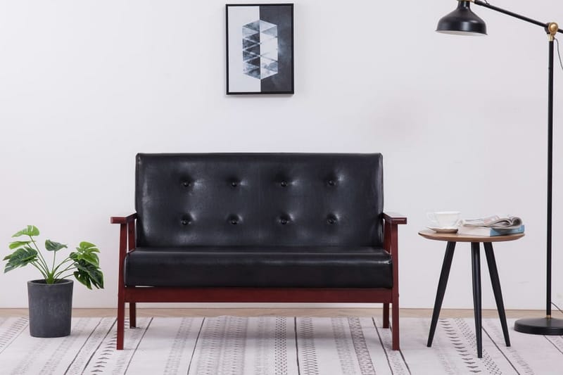 2-personers sofa kunstlæder sort - 2 personers sofa