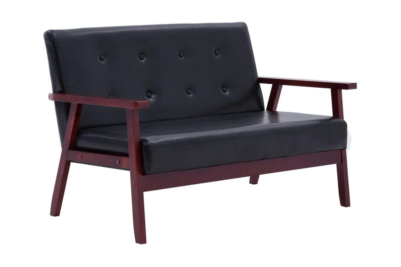 2-personers sofa kunstlæder sort - 2 personers sofa