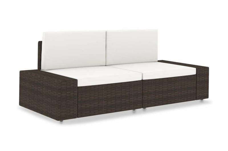 2-Personers Sofa Modulær Polyrattan Brun - Brun - Havemøbler - Loungemøbler - Loungesofaer