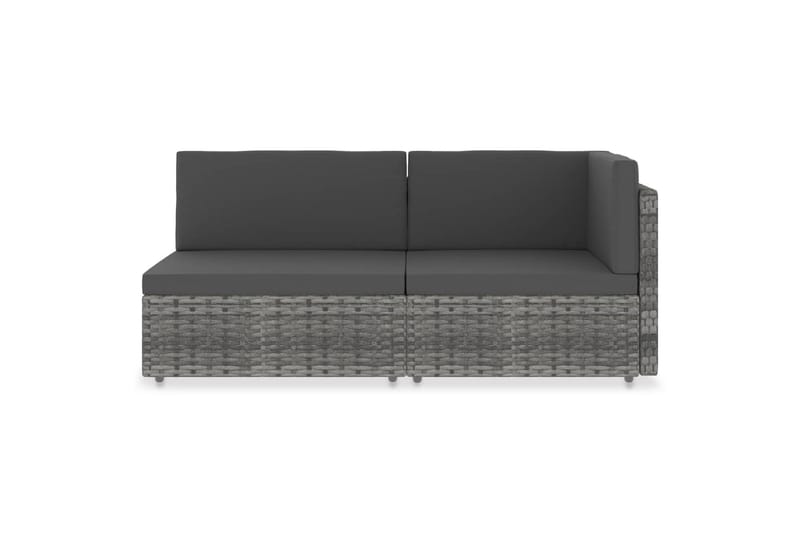 2-Personers Sofa Modulær Polyrattan Grå - Grå - Havemøbler - Loungemøbler - Loungesofaer