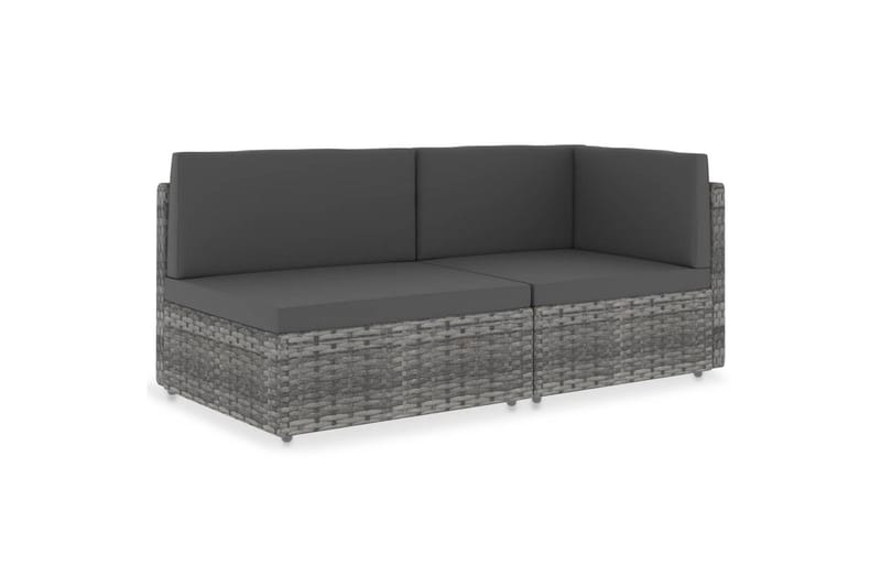 2-Personers Sofa Modulær Polyrattan Grå - Grå - Havemøbler - Loungemøbler - Loungesofaer