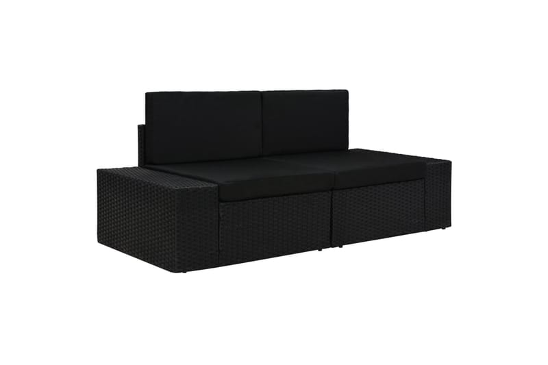 2-Personers Sofa Modulær Polyrattan Sort - Sort - 2 personers sofa