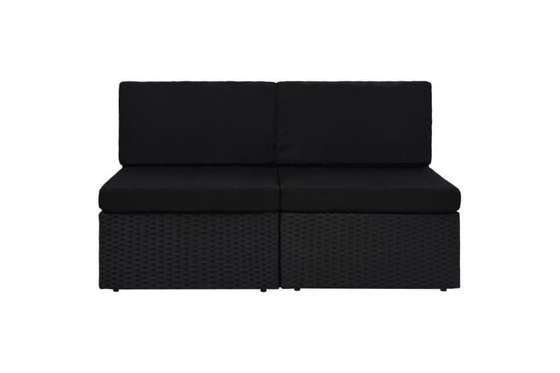 2-Personers Sofa Modulær Polyrattan Sort - Sort - 2 personers sofa