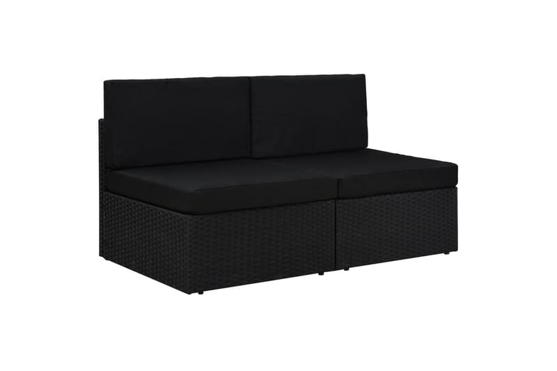 2-Personers Sofa Modulær Polyrattan Sort - Sort - 2 personers sofa