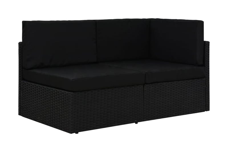 2-Personers Sofa Modulær Polyrattan Sort - Sort - Havemøbler - Loungemøbler - Loungesofaer