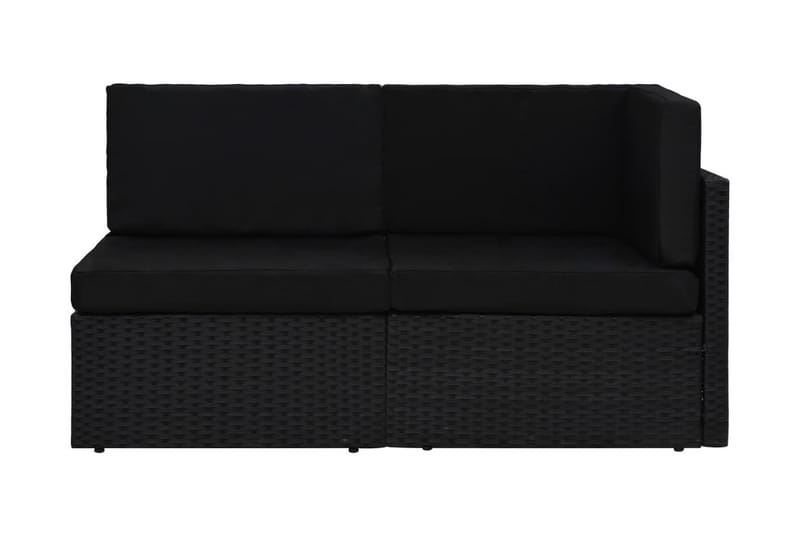 2-Personers Sofa Modulær Polyrattan Sort - Sort - Havemøbler - Loungemøbler - Loungesofaer