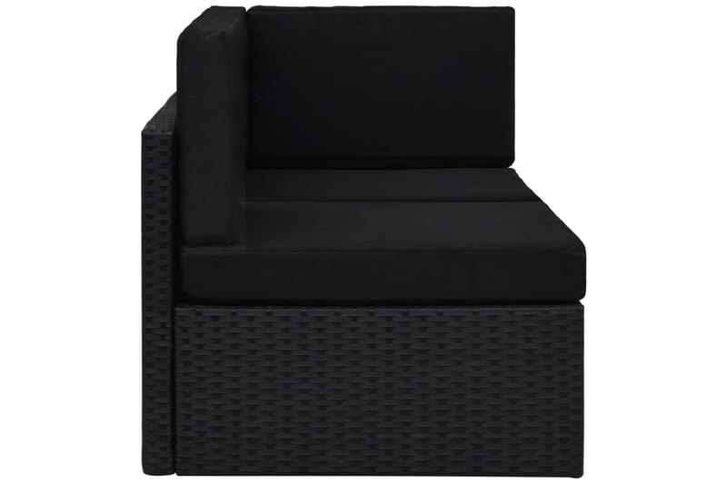 2-Personers Sofa Modulær Polyrattan Sort - Sort - Havemøbler - Loungemøbler - Loungesofaer