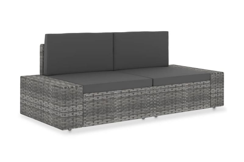 2-Personers Sofa Modulær Polyrattan Grå - Grå - Havemøbler - Loungemøbler - Loungesofaer