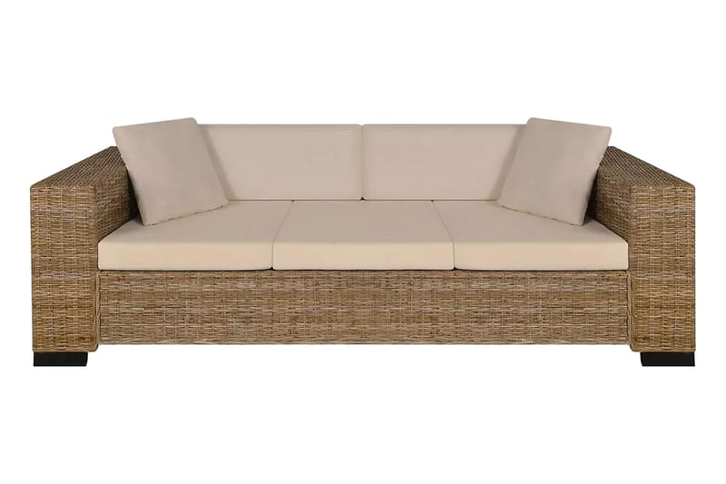 2-Personers Og 3-Personers Sofasæt Ægte Rattan - Brun - 2 personers sofa