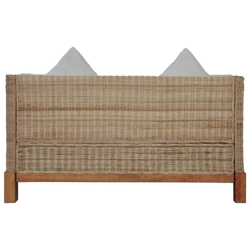 2-Personers Sofa Med Hynder Naturligt Rattan - Brun - 2 personers sofa