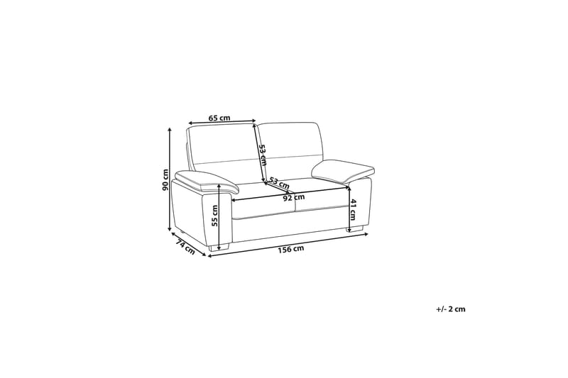 Adlyn Sofa 2-pers. Kunstlæder - Brun - 2 personers sofa