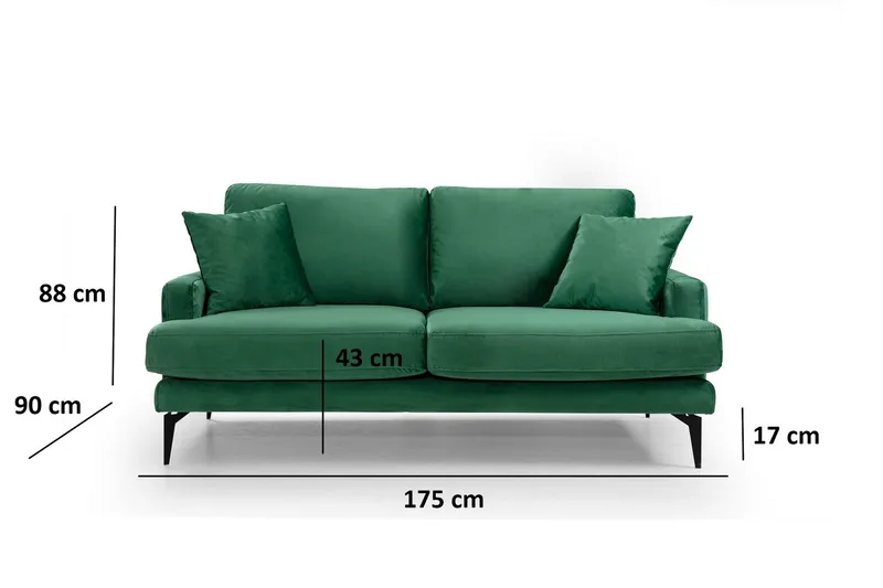 Andary 2-personers Sofa - Grøn/Sort - Møbler - Sofaer - 2 personers sofa