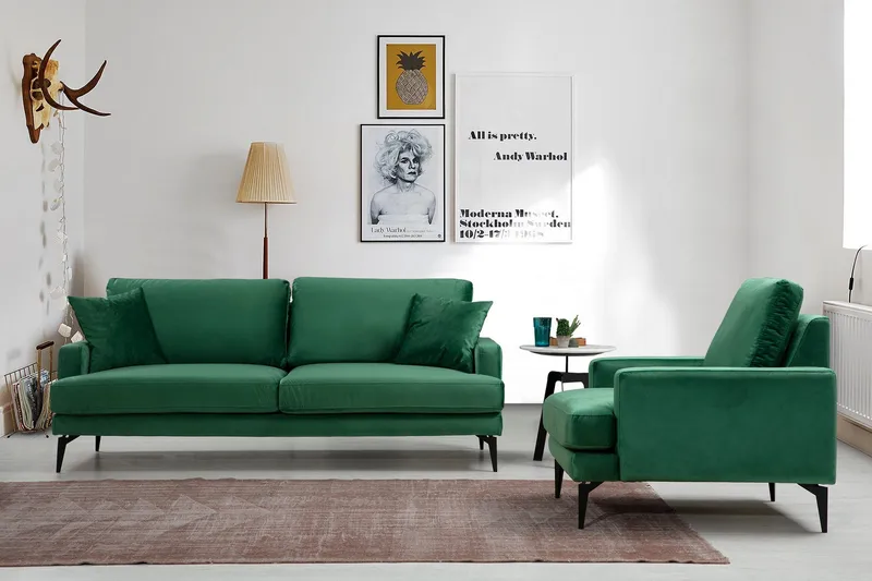 Andary 2-personers Sofa - Grøn/Sort - Møbler - Sofaer - 2 personers sofa