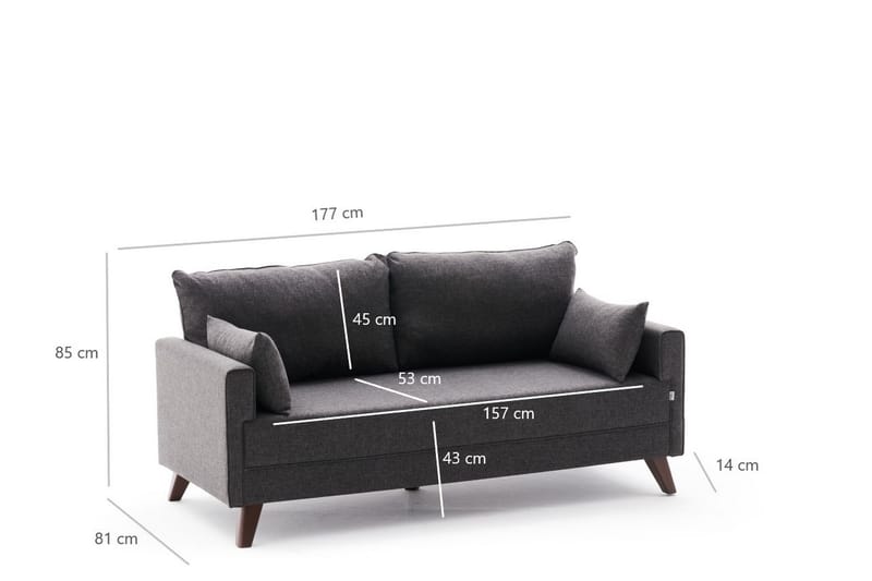 Antigua 2-personers Sofa - Antracit/Natur - 2 personers sofa