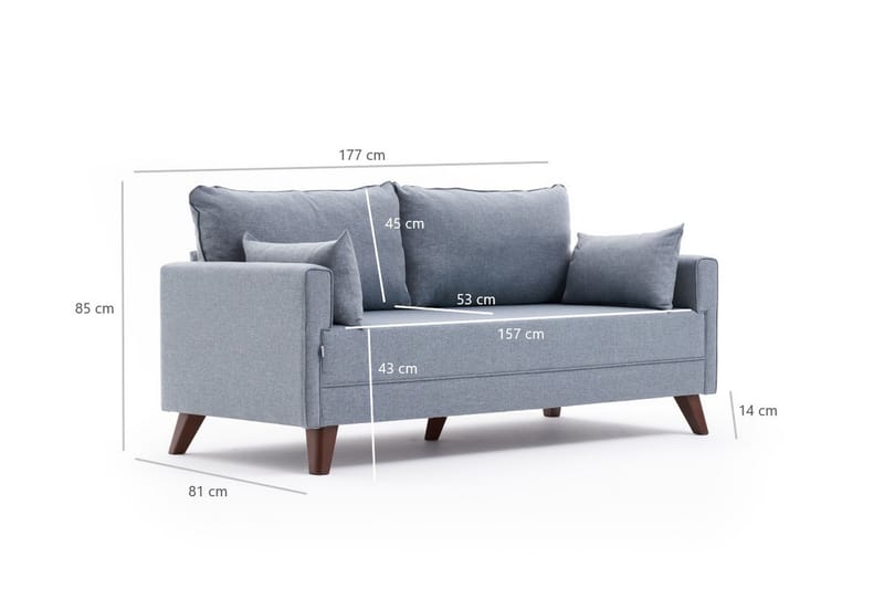 Antigua 2-personers Sofa - Blå/Natur - Møbler - Sofaer - 2 personers sofa