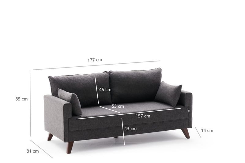 Antigua 2-personers Sofa - Antracit/Natur - Møbler - Sofaer - 2 personers sofa