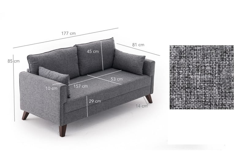 Antigua Sofa 2-pers - Grå - Møbler - Sofaer - 2 personers sofa