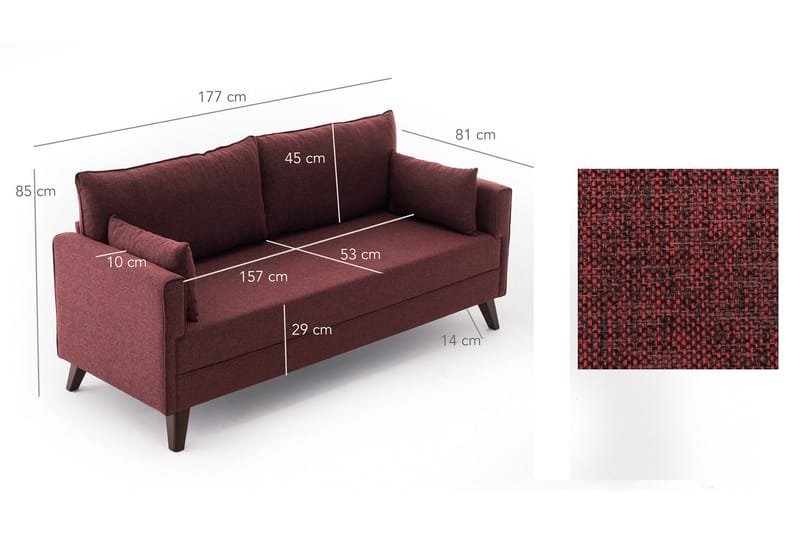 Antigua Sofa 2-pers - Rød - Møbler - Sofaer - 2 personers sofa