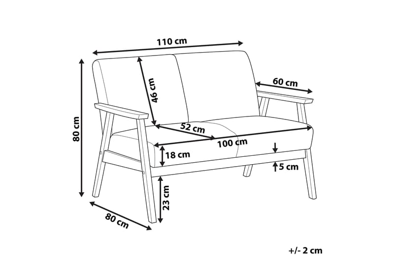 Asnes 2-Pers. Sofa - Grå - 2 personers sofa