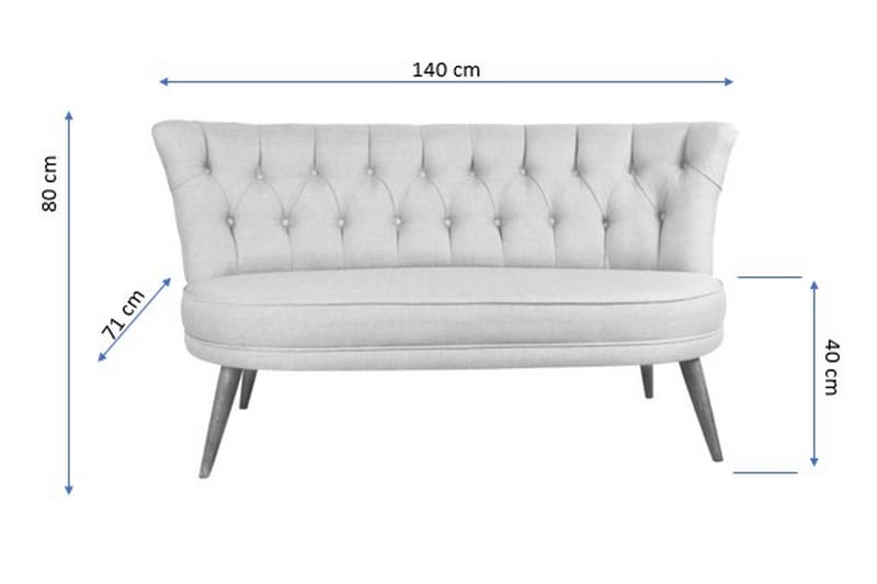 Barnello 2-Pers. Sofa - Grå - 2 personers sofa