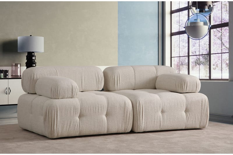 Belgin Boblet Dyb Sofa 2-personers 210 cm bred Sædedybde 85 cm - Creme / Beige / Lys - Møbler - Sofaer - Modulsofaer - Komplet modulsofa
