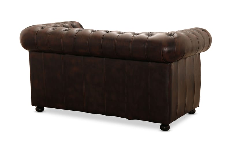 Birmingham Sofa 2-pers - Lædersofa / brunbrun - 2 personers sofa - Chesterfield sofaer