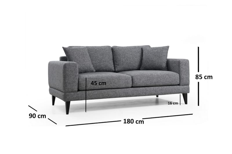 Bitanya 2-Pers. Sofa - Grå - 2 personers sofa