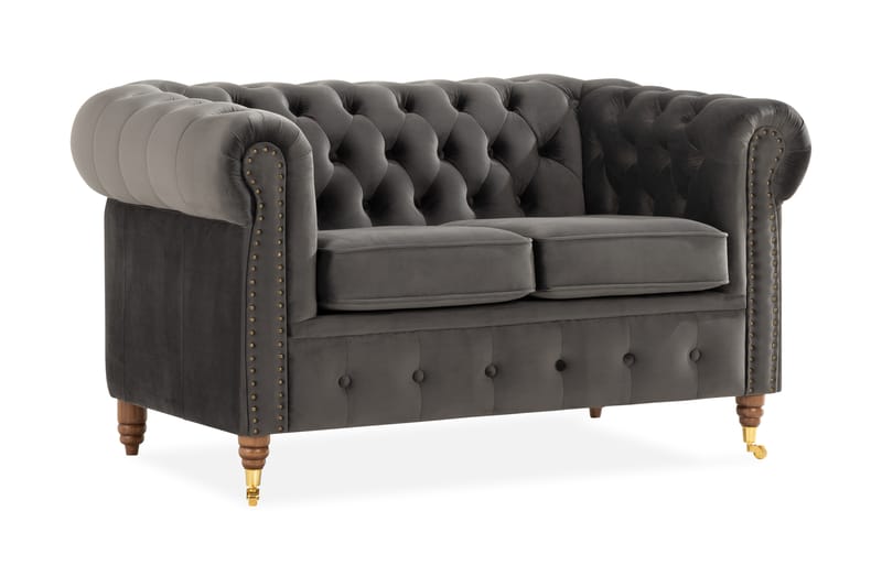 Chesterfield Deluxe 2-pers Sofa - Grå - 2 personers sofa - Chesterfield sofaer