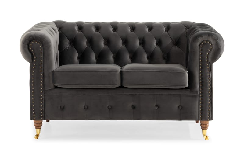 Chesterfield Deluxe 2-pers Sofa - Grå - 2 personers sofa - Chesterfield sofaer