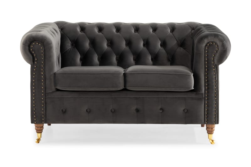 Chesterfield Deluxe 2-pers Sofa - Grå - Chesterfield sofaer - 2 personers sofa