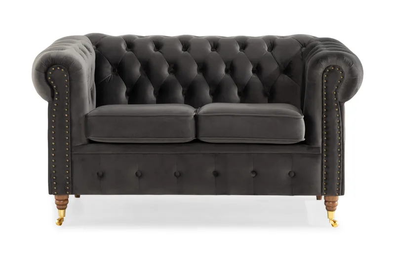Chesterfield Deluxe 2-pers Sofa, Grå