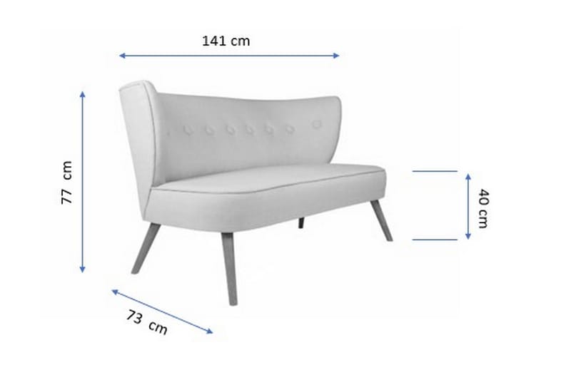 Clivocast Dyb 2-personers Sofa i Stof med Træben - Grå - Møbler - Sofaer - 2 personers sofa