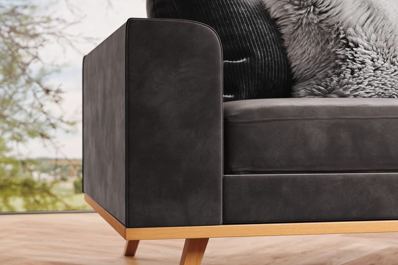 Copenhagen 2-personers Fløjlssofa - Mørkegrå - Møbler - Sofaer - 2 personers sofa